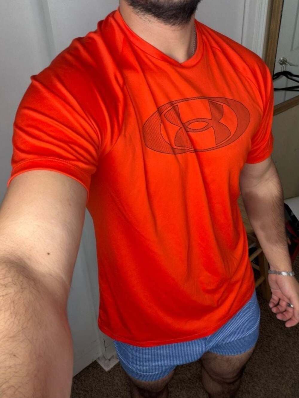 Under Armour Men's Velocity 2.0 Graphic Short Sleeve Orange Logo Loose - Large - Picture 3 of 6
